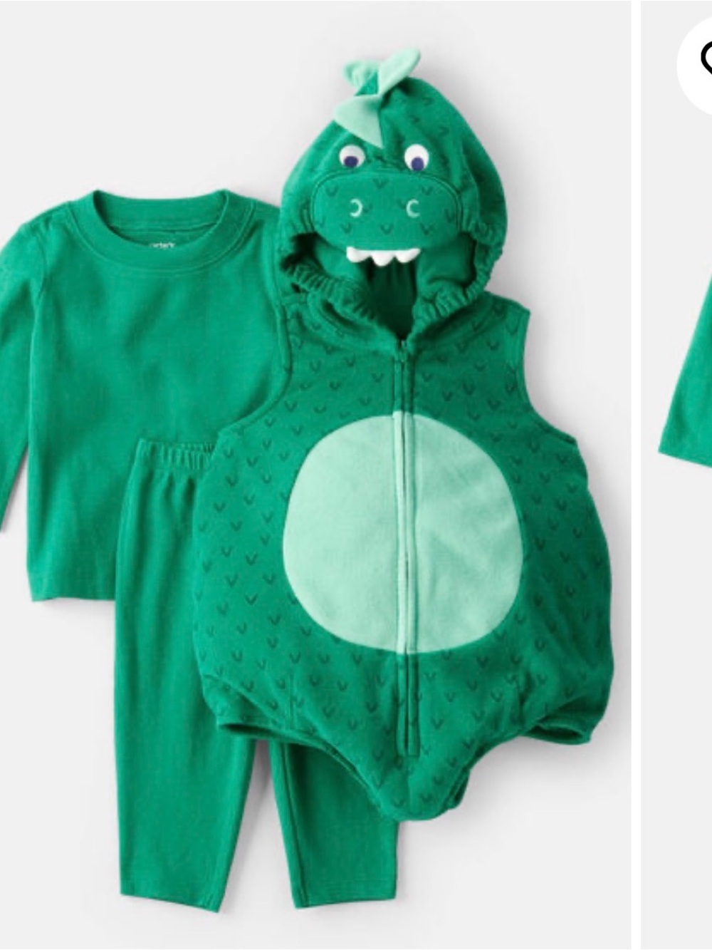Carter's Green Dinosaur Hooded Vest Set